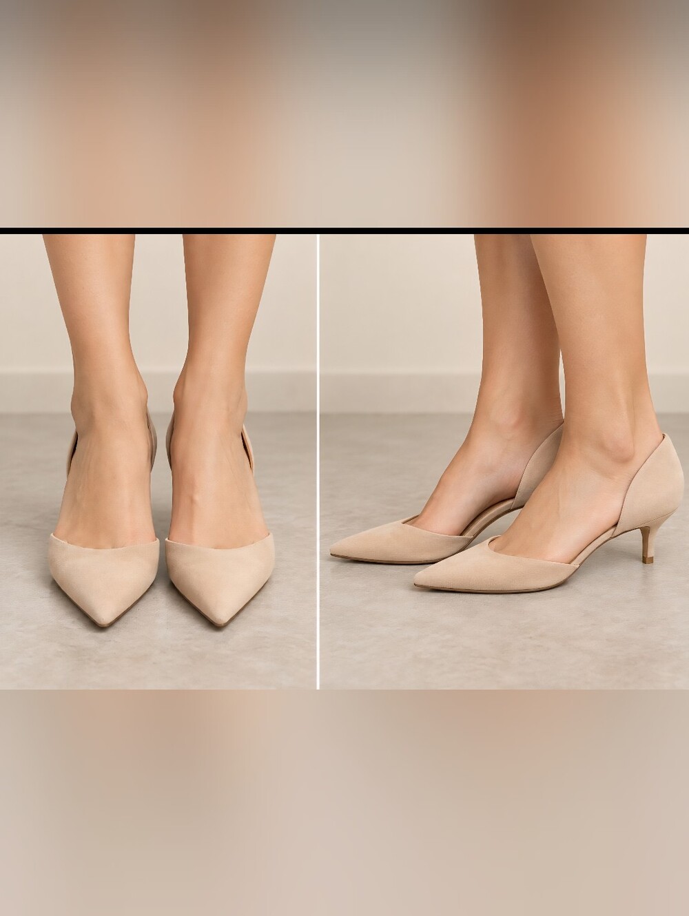 MICHAEL KORS Beige Suede Pointed Toe D'Orsay Kitten Heels - Sz 8